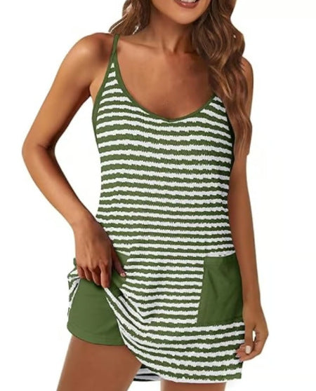 Women's Printed Sling Top One-piece Shorts Jumpsuit Casual Suit
